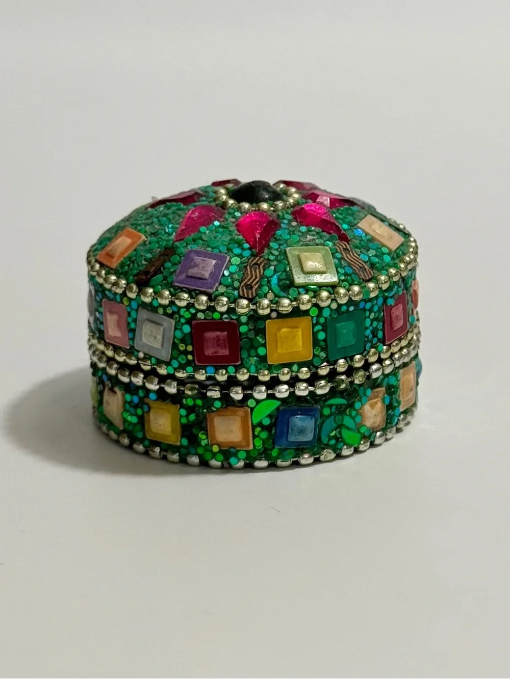 Handcrafted Mosaic Glitter Trinket Box Decorative Jewelry Keepsake Box